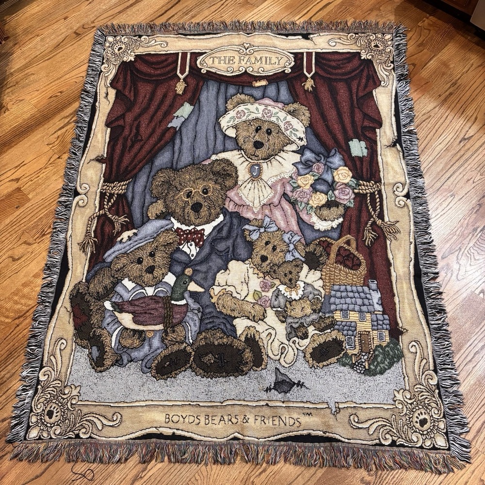 Boyds Bears & Friends 1999 The Family 20th Anniversary Throw Blanket Vintage